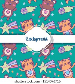 background cute animals decoration flat layout