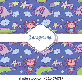background cute animals decoration flat layout