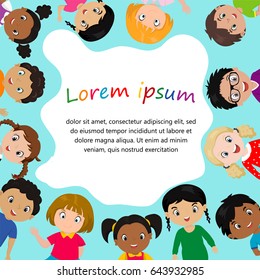 Background with cute cartoon kids. Place for text