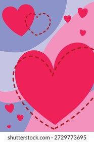 Hintergrund mit niedlichem Cartoon-Stil Herz. Abstraktes Kartendesign für Valentinstag, Muttertag und Frauentag. Vektorgrafik