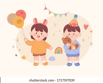 Background with cute children hand drawn style vector illustration.