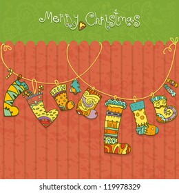 Background with a cute Christmas socks