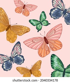 background of cute colored butterflies
