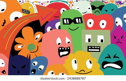 Background with cute doodle characters