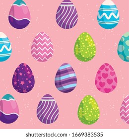 background of cute eggs easter decorated vector illustration design