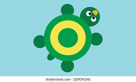 Background cute green turtle illustration