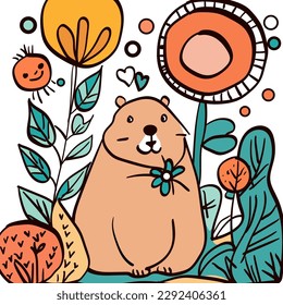 Background with cute hamster. Home animals.