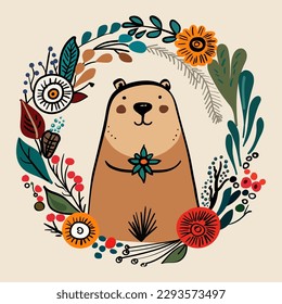 Background with cute hamster. Home animals.