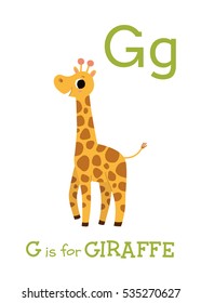 Background with cute little giraffe for baby shower, greeting card, t-shirt design. Cartoon vector hand drawn eps 10 illustration isolated on white background.