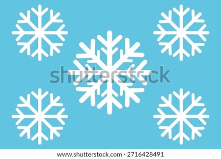 BACKGROUND Cute minimalistic snowflakes collection. Festive winter holiday decorations for Christmas and New Year. Flat vector illustration