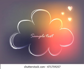 Background with cute outline cloud in the sky, vector illustration. Can be used as greeting or invitation card