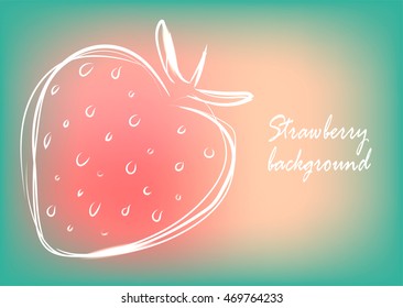 Background with cute outline strawberry in beautiful colors, vector illustration. Can be used as greeting or invitation card