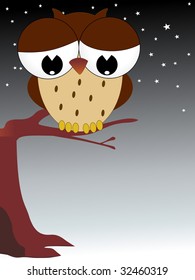 background with cute owl, vector illustration