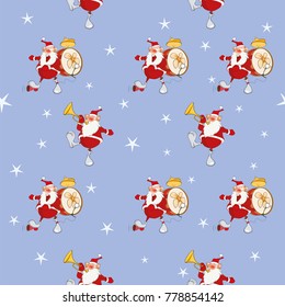 Background with Cute Santa Claus. Seamless Pattern