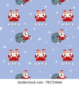 Background with Cute Santa Claus. Seamless Pattern