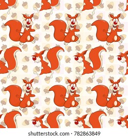 Background with Cute Squirrels. Seamless Pattern