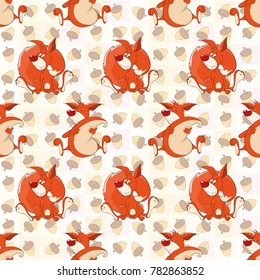 Background with Cute Squirrels. Seamless Pattern