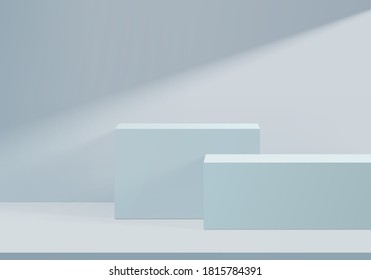 Background cylinder abstract minimal scene with geometric platform. Background vector 3d rendering with podium. stand to show cosmetic products. Stage Showcase on pedestal modern 3d studio blue pastel