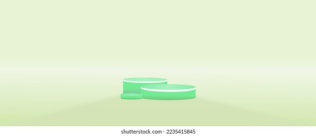 background cylinder podium  green light  shadow Product display presentation empty space