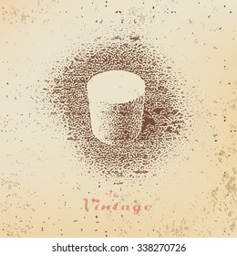Background cylinder with shadow engraved dots and spots in vintage style 