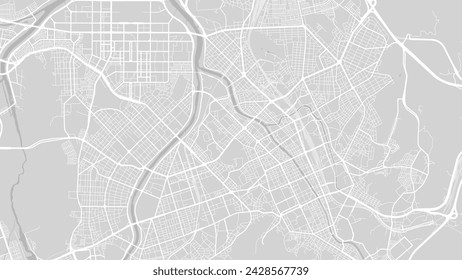 Background Daejeon map, South Korea, white and light grey city poster. Vector map with roads and water. Widescreen proportion, digital flat design roadmap.