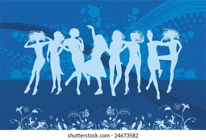 Background with dancers silhouettes