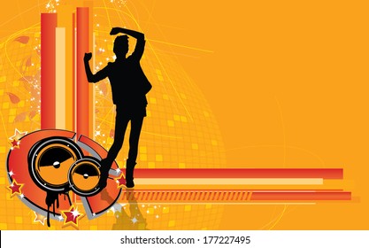 Background with dancing girl. Vector