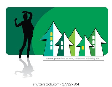 Background with dancing girl. Vector