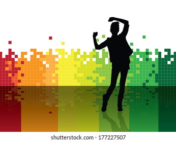 Background with dancing girl. Vector
