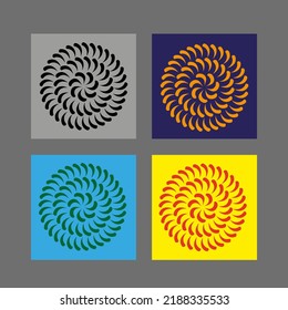 Background dandelion, circular ornament in the shape of a flower, silhouette colorful flat style