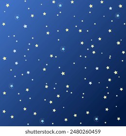 Fondo azul oscuro degradado cielo nocturno con muchas estrellas. Ilustración vectorial