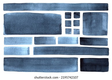 Background with dark blue, navy watercolor squares, blocks, textures. Geometric print design