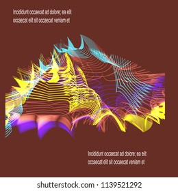 The background is dark brown, on the background of a multi-colored prickly wave.