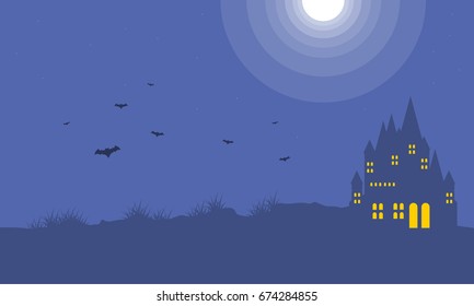 Background with dark castle Halloween
