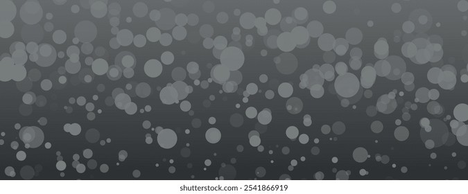 El fondo es de color gris oscuro con un estilo bokeh. El fondo presenta círculos de color gris claro que crean un efecto suave y texturizado. Soñador Vector de fondo de luz bokeh.