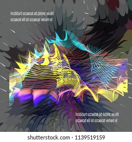 The background is dark gray, the background is painted with brushes, strokes are colorful.