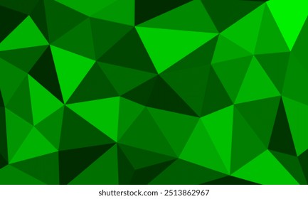 Background with dark green color triangle pattern texture. Modern mosaic concept illustration design.