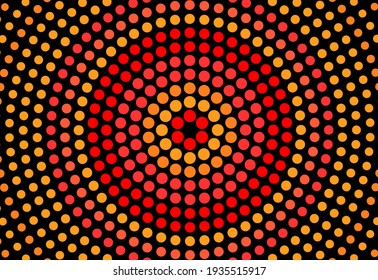 Fondo con círculos geométricos de medio tono oscuro. Interesante cartel de mosaico. Diseño de vectoriales geométricos con puntos en blanco y negro.