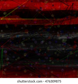 Background of dark horizontal stripes, scratches and thin lines. Randomly mixed. Transparency, overlay, intersection. Abstract seamless template.