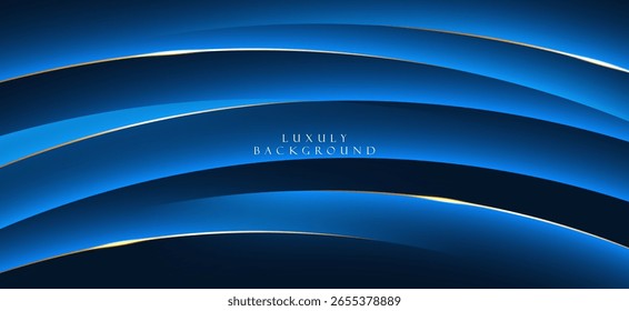 The background is in dark and light blue tones, created with layered horizontal curves that create a sense of depth and dimension. The gradient from dark to light is balanced.