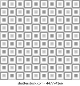 Background of dark and light gray contours of squares in a row next to each other and the superposed to the mosaic of pixels inside on a white background