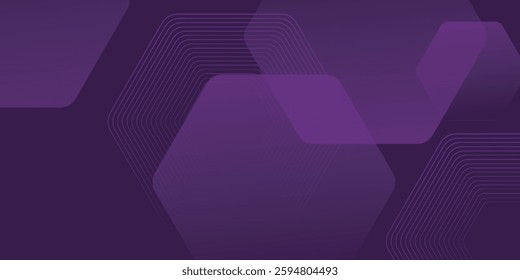  background with dark purple color. Hexagonal pattern overlay shapes. Cool design. Eps10 