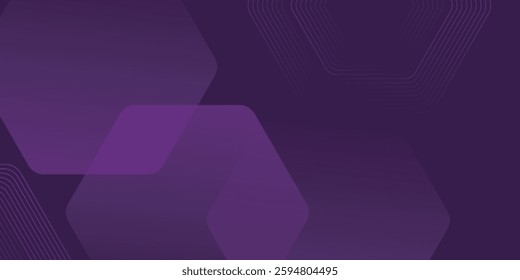  background with dark purple color. Hexagonal pattern overlay shapes. Cool design. Eps10 
