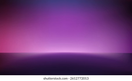Background Dark Purple with Spotlight on Wall Room for Technology Scene.Empty Studio with Abstract  Texture with Copy Space with Futuristic White Neon Light for Entertainment Modern Design Interior