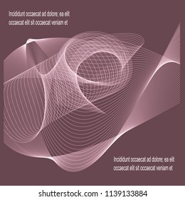 The background is dark purple, wavy lines, round purple. Abstraction.