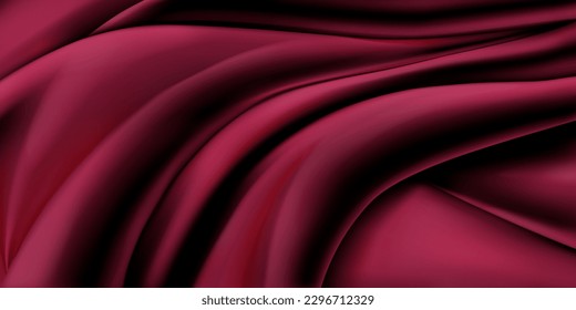 Background of dark red fabric with several folds