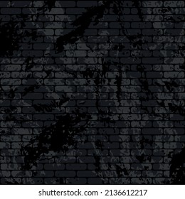 Background dark texture old brickwork, peeling paint - Vector illustration