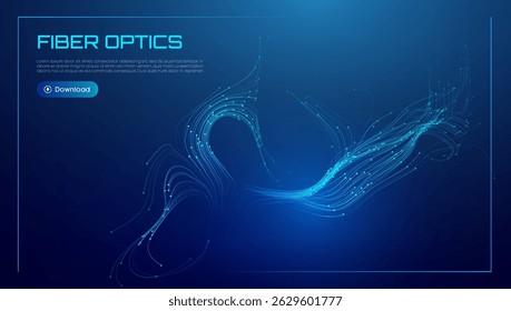 Plano de fundo Data Fiber Line Light Speed Abstract Optic Tech Network Design. Transferência de fluxo digital de conexão de cabo 5G em sistemas urbanos. Download do feixe de partículas do gradiente do circuito de segurança Hyper.