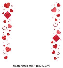 Background for day of love, valentine's day, birthday party, wedding anniversary party, paper gift box and red pink hearts decorated beautifully vector cartoon illustration.