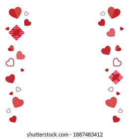Background for day of love, valentine's day, birthday party, wedding anniversary party, paper gift box and red pink hearts decorated beautifully vector cartoon illustration.